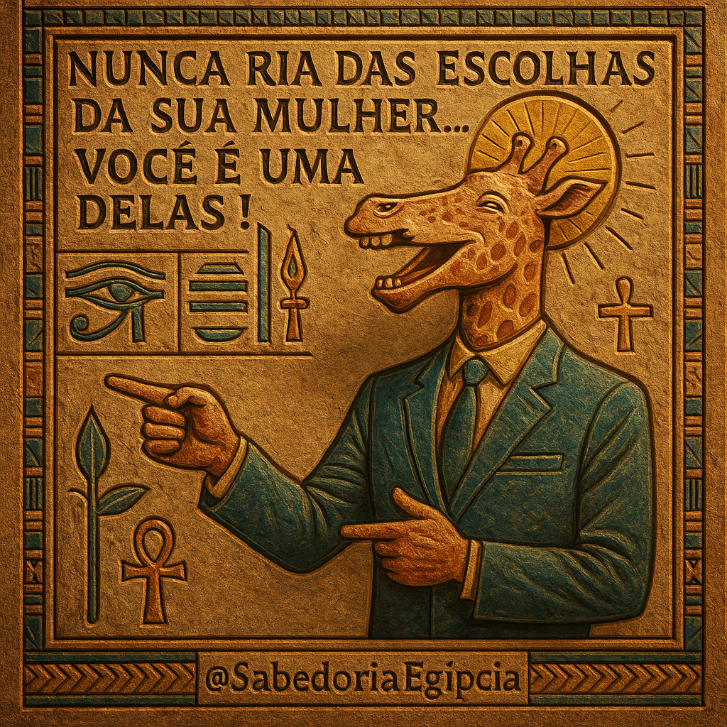 Girafa de terno em estilo egípcio